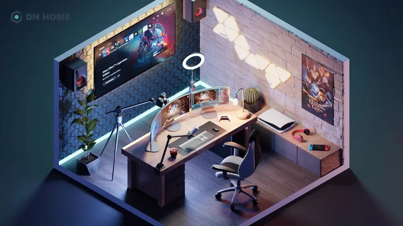 Không gian phòng livestream gaming thường mang phong cách hiện đại, cá tính