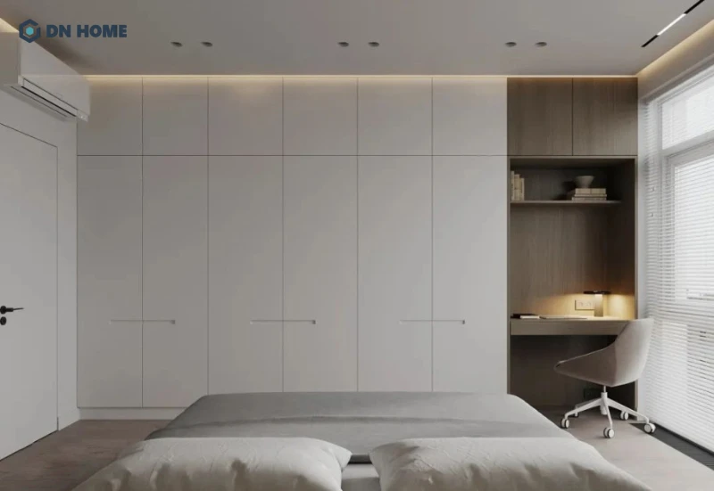 Khả năng tiết kiệm diện tích là ưu điểm lớn nhất khi thiết kế phòng ngủ có tủ âm tường