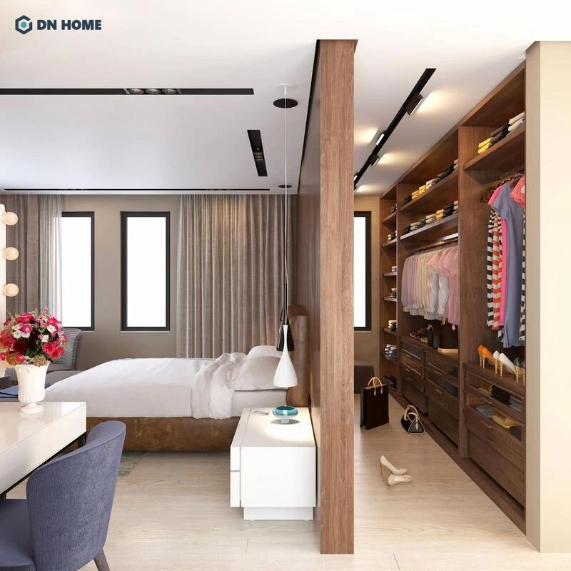 Tủ phòng ngủ âm tường không cửa thường được đặt trong khu vực walk-in closet