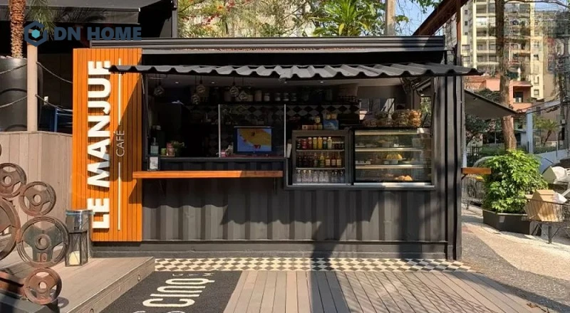 Mẫu thiết kế quán cafe container takeaway đơn giản nhưng vẫn vô cùng thu hút giữa phố xá tấp nập