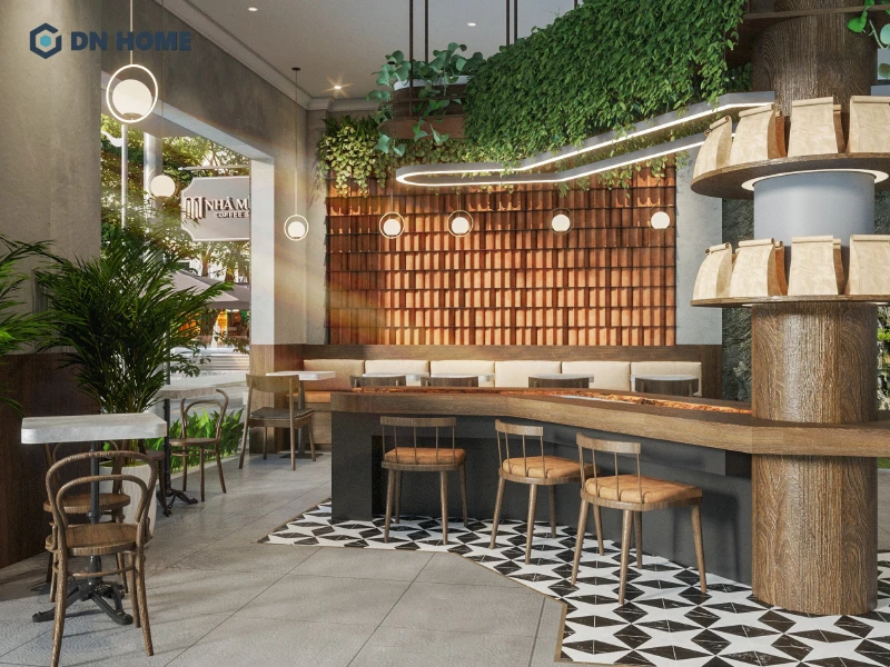 Thiết kế quán cà phê theo phong cadcj rustic thô mộc hướng đến việc tôn vinh cẻ đẹp của thiên nhiên