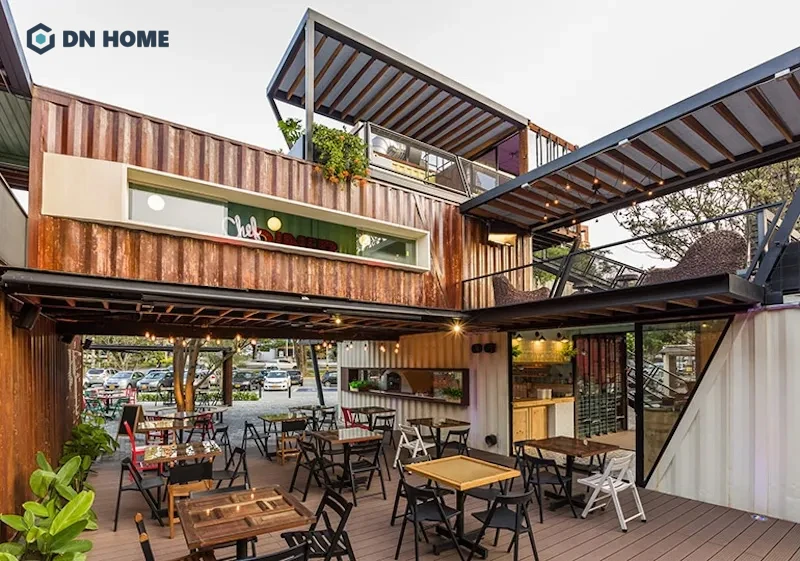 Quán cafe container nên thiết kế theo phong cách mở và Industrial
