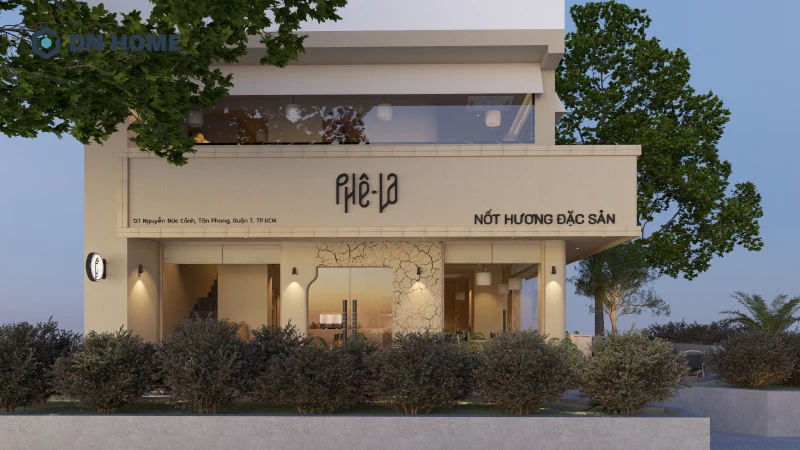 Với mặt tiền lớn, quán cafe dễ dàng tạo điểm nhấn kiến trúc nổi bật thu hút khách hàng