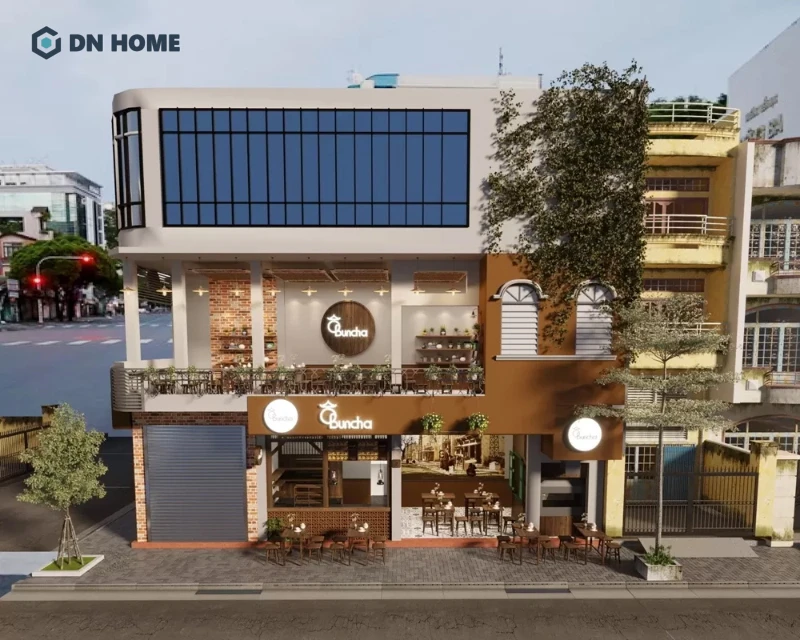 Mặt tiền quán cafe 10m cần thiết kế ấn tượng, nổi bật để tận dụng lợi thế mặt tiền lớn