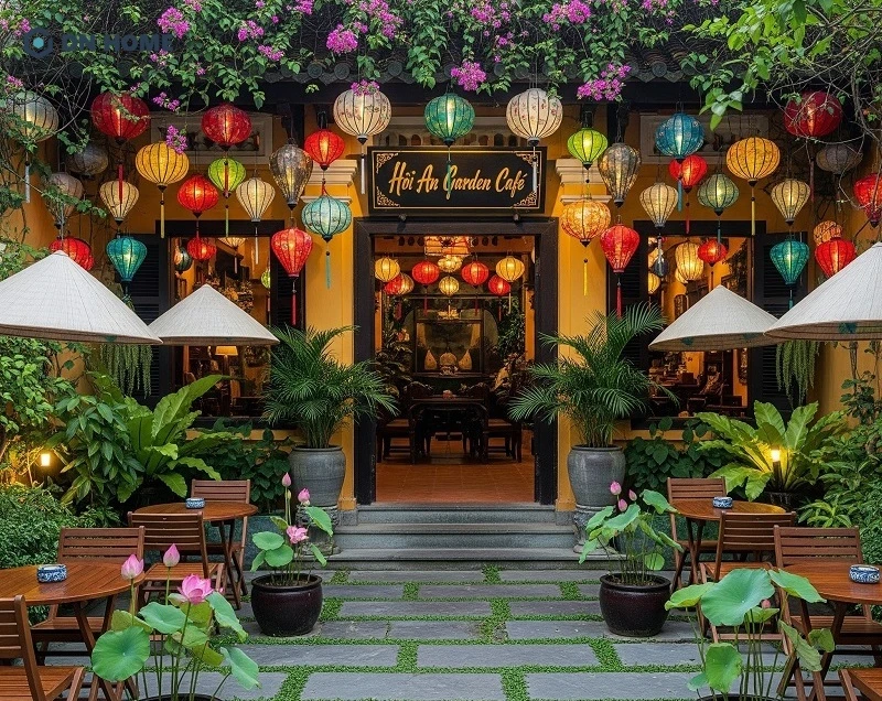 Thiết kế cafe sân vườn phong cách Hội An