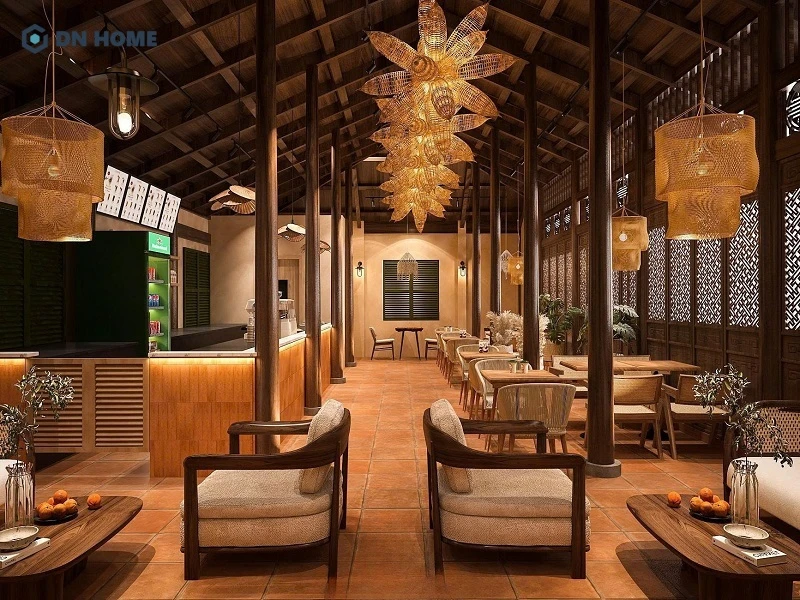 Sắp xếp bố cục không gian quán cafe phong cách Hội An cần tính toán khoa học nhằm đem lại sự thoải mái nhất cho khách hàng