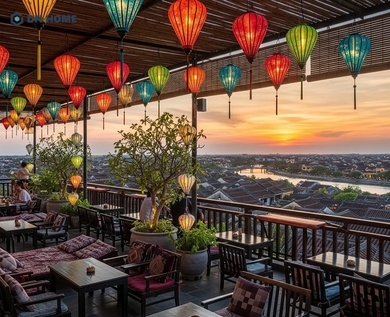 Không gian cafe thư giãn thiết kế theo phong cách Hội An