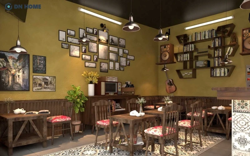 Quán cafe được trang trí ấn tượng bởi thảm trang trí sàn nhà