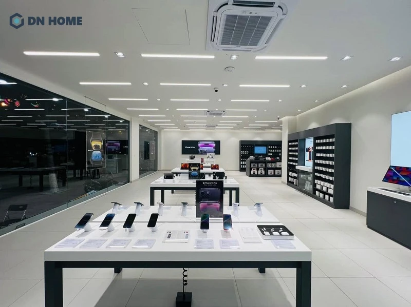 Mẫu thiết kế showroom điện máy phong cách hiện đại tối giản