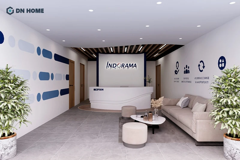 Khu vực lễ tân nên chú trọng thiết kế chuyên nghiệp, thể hiện được bản sắc thương hiệu doanh nghiệp