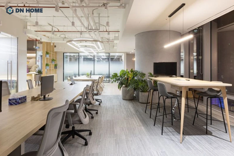 Chất liệu gỗ được sử dụng chủ đạo trong không gian văn phòng 300m2 phong cách Eco