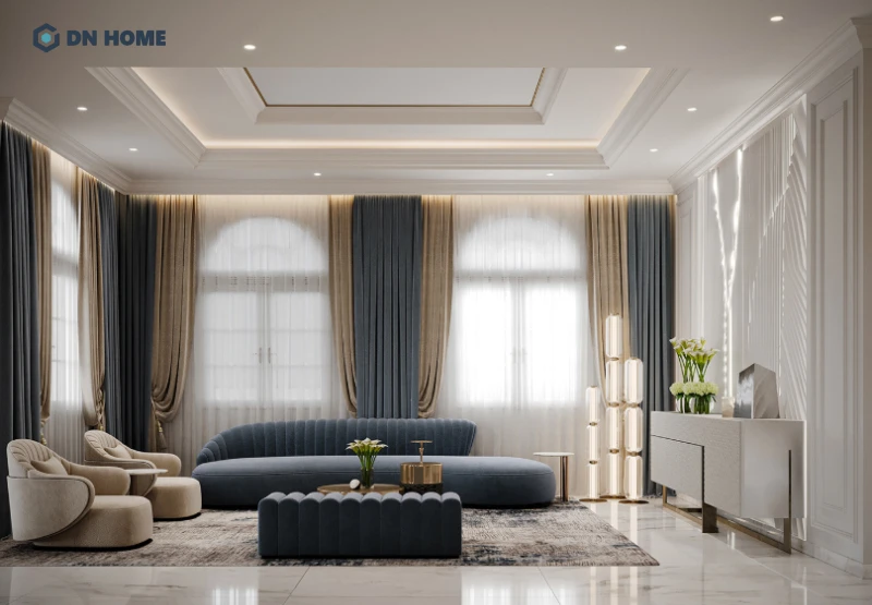 Có thể kết hợp rèm mỏng để tăng tính thẩm mỹ cho ô cửa sổ vòm cong