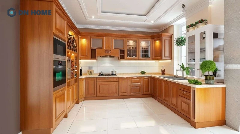 Tủ bếp bằng gỗ Xoan Đào dễ chịu tác động từ môi trường nếu không được xử lý kỹ lưỡng