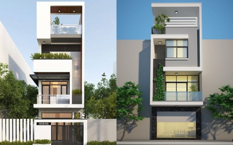 Trang trí mặt tiền nhà ống 3 tầng đẹp sử dụng diềm mái gỗ Conwood là tốt nhất