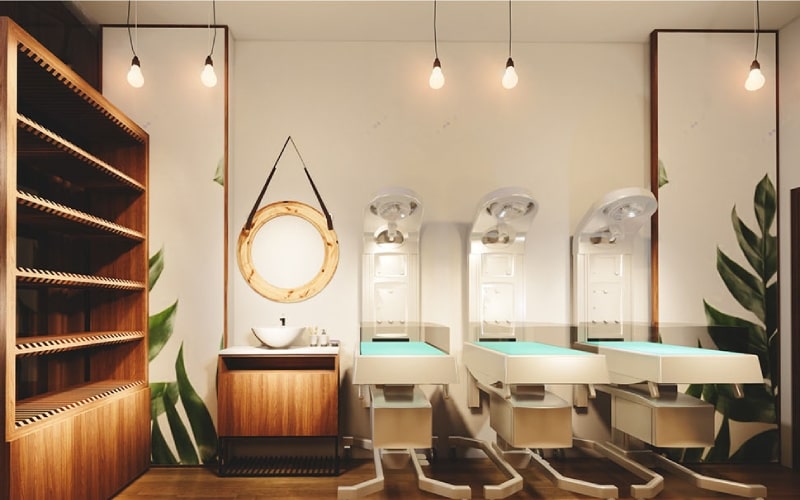 Mẫu thiết kế spa phong cách vintage “ đốn tim” khách hàng 37 Đồ dùng trong spa vintage vẫn cần làm từ các chất liệu cao cấp