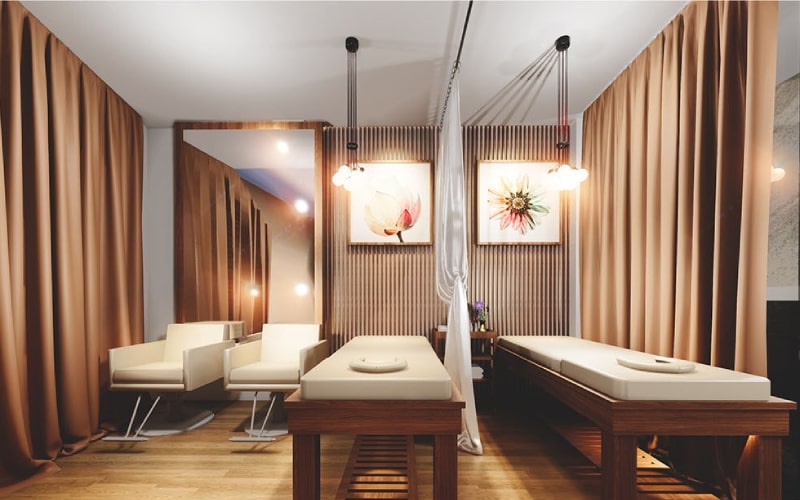 Mẫu thiết kế spa phong cách vintage “ đốn tim” khách hàng 31 Chủ đầu tư có thể kết hợp một số màu khác như vàng sậm, nâu, be để khiến không gian thêm điểm nhấn