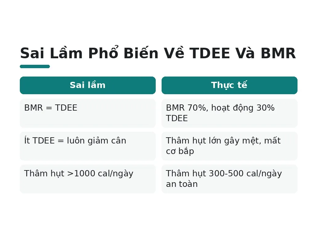 Những sai lầm phổ biến nào khi hiểu TDEE và BMR?