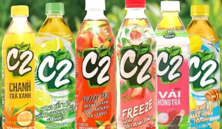 Một chai C2 455ml có bao nhiêu đường và chất béo?