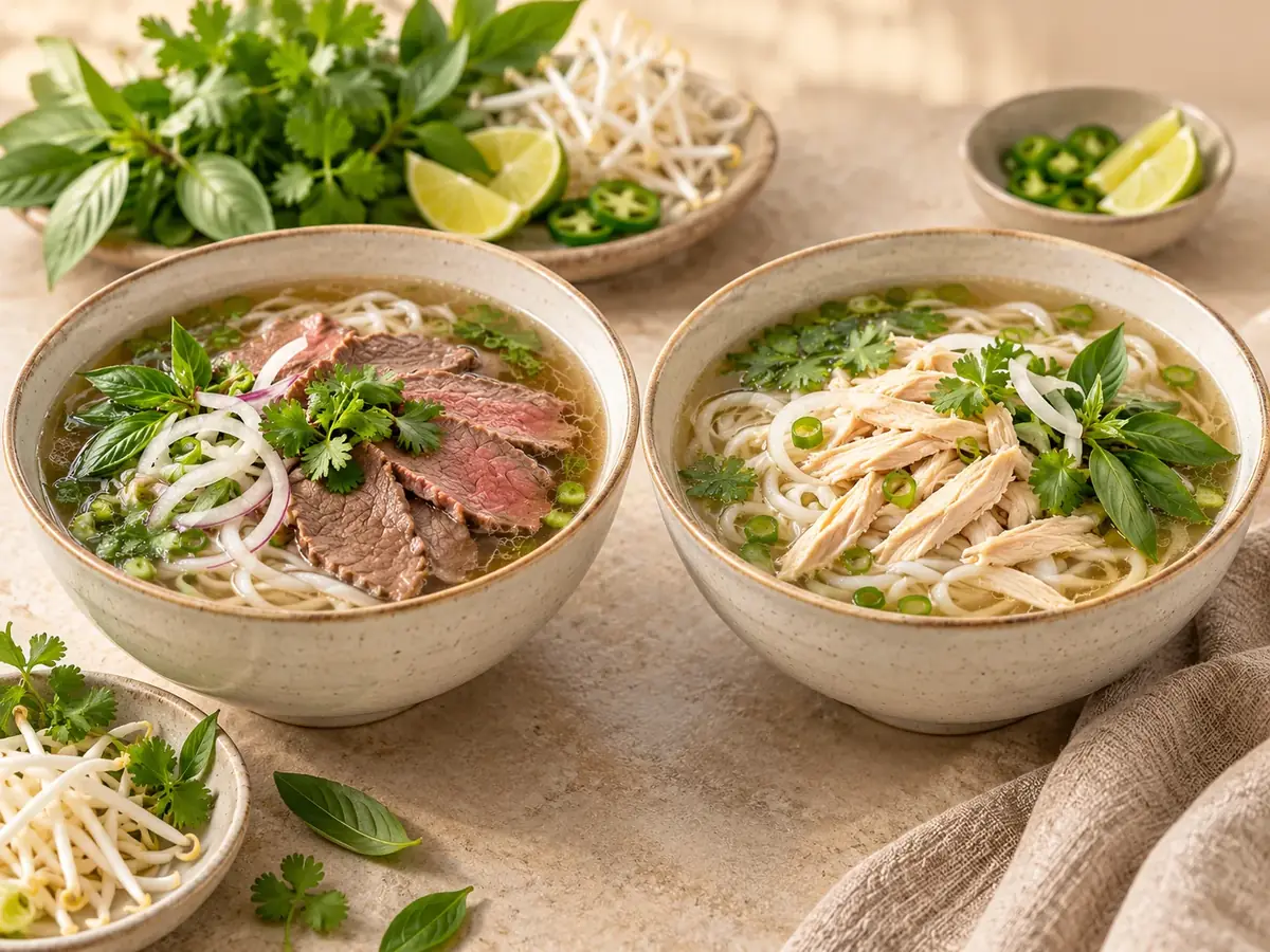 Phở bò tái, bò chín, gầu hay phở gà bao nhiêu calo?