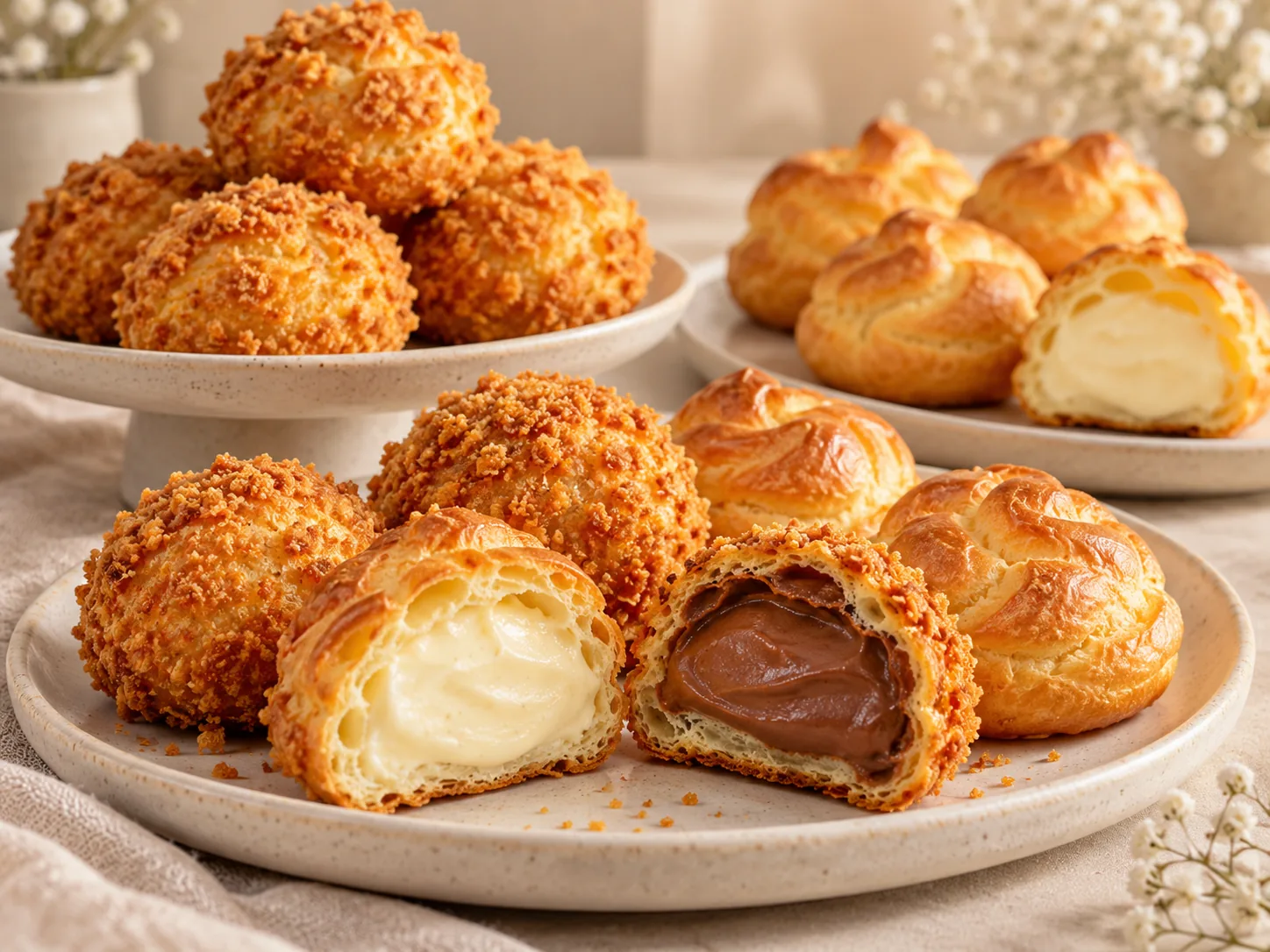 Bánh su kem vỏ giòn, bánh chiên và bánh nhân phô mai bao nhiêu calo?