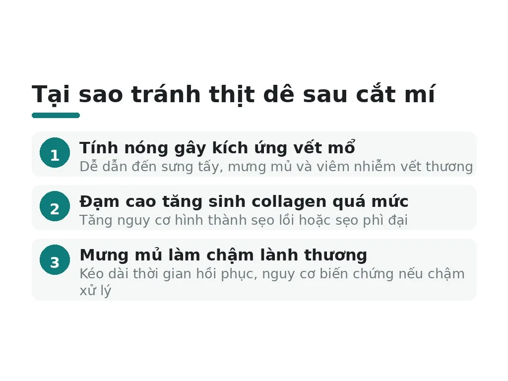 Tại sao không nên ăn thịt dê sau cắt mí?