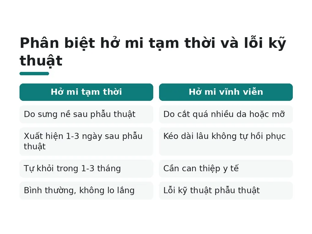 Phân biệt hở mi tạm thời và lỗi kỹ thuật