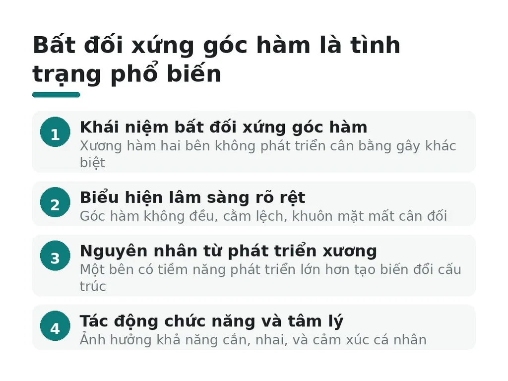 Bất đối xứng góc hàm là tình trạng phổ biến