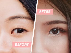 Hình ảnh trước và sau khi đã nhấn mí