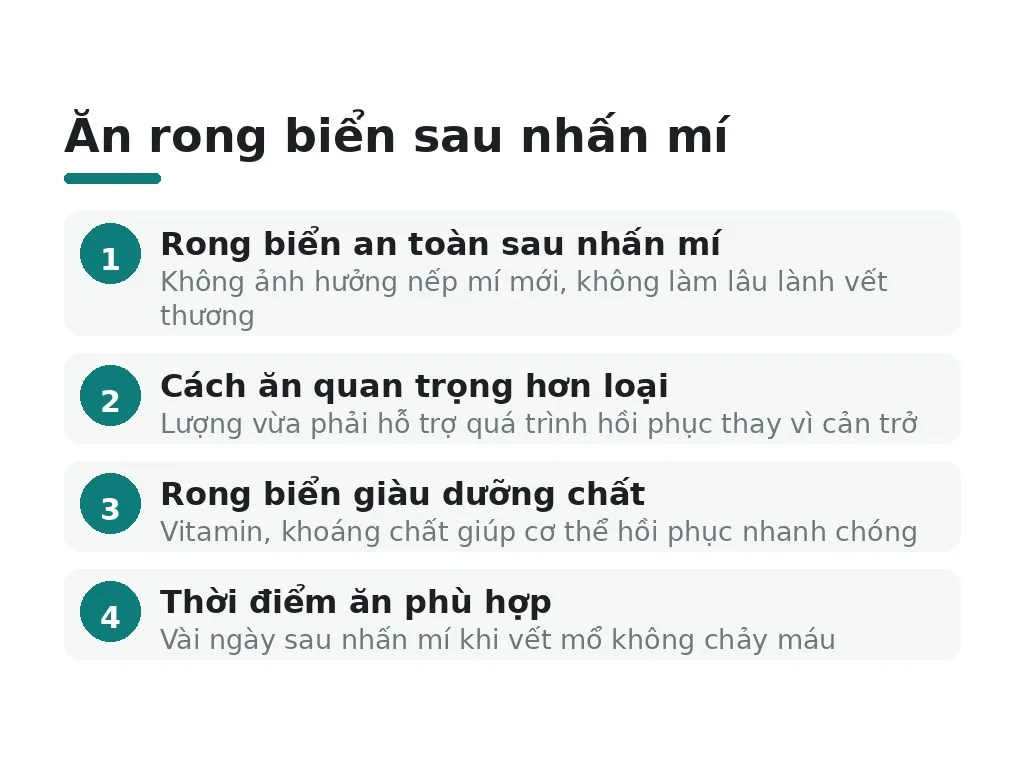 Sau nhấn mí có thể ăn rong biển được không?