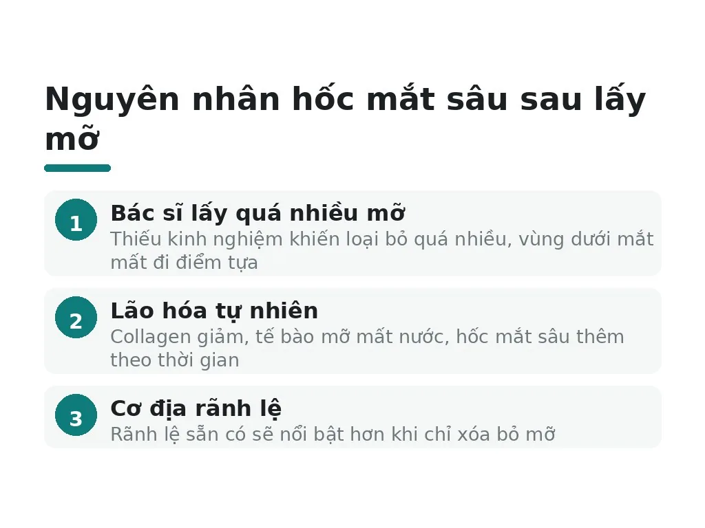 Vì sao lấy mỡ bọng mắt mắt có thể bị hõm?