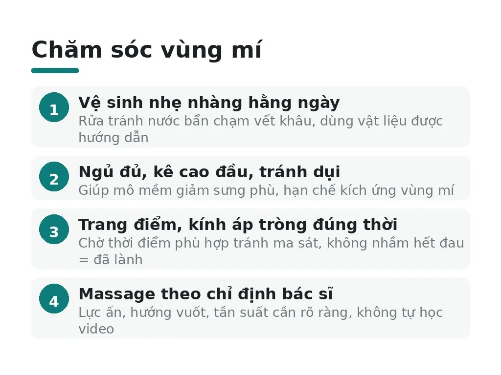 Cách chăm sóc vùng mí ra sao?