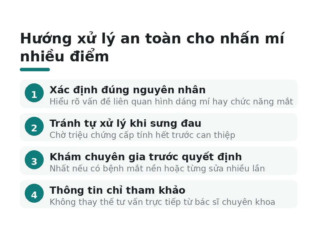 Chọn hướng xử lý an toàn cho nhấn mí nhiều điểm và liên tục khác nhau thế nào?