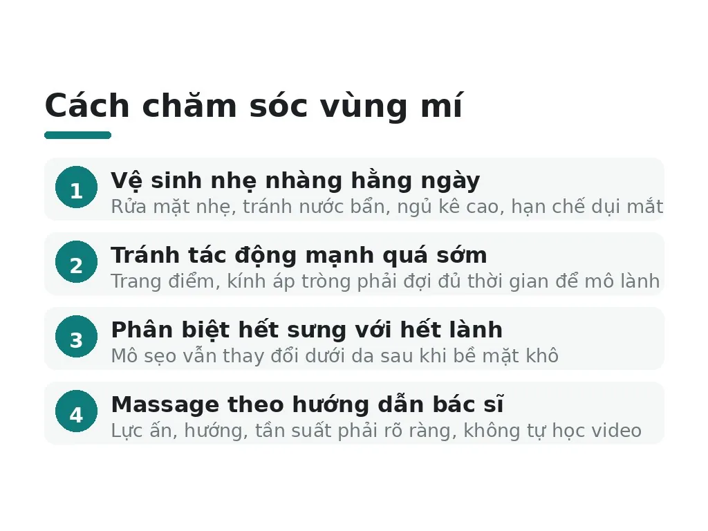 Cách chăm sóc vùng mí ra sao?