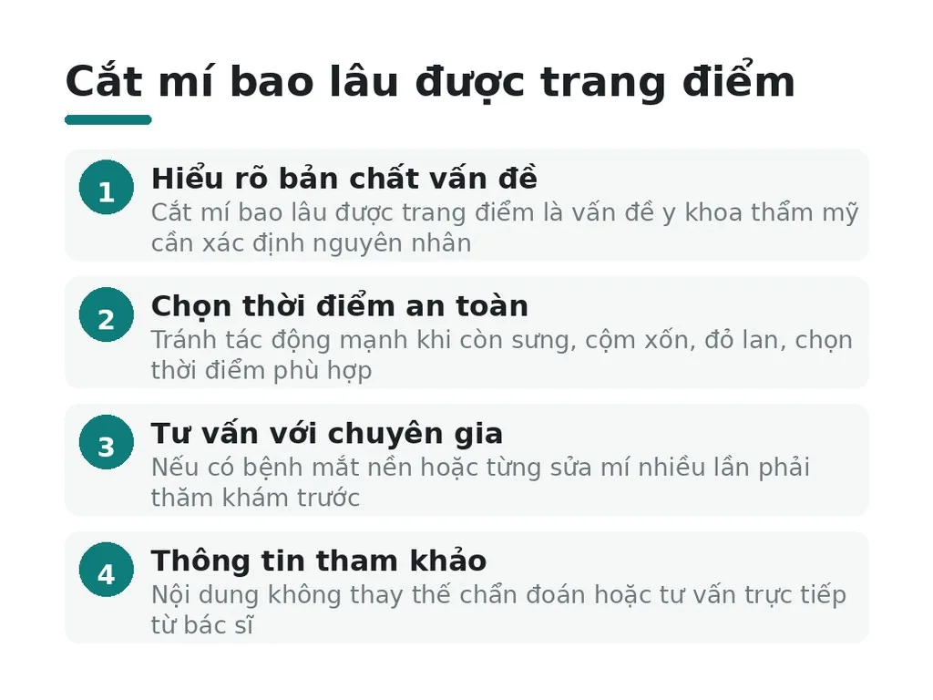 Chọn hướng xử lý an toàn cho cắt mí bao lâu được trang điểm
