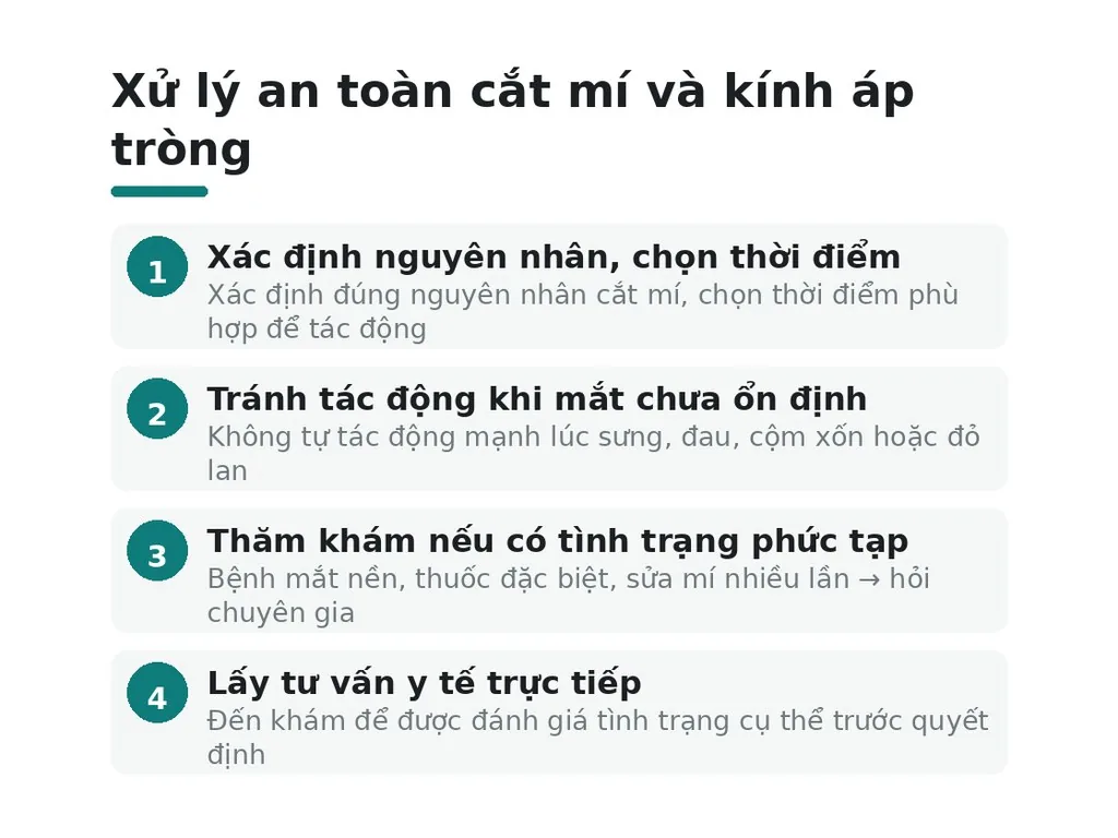 Chọn hướng xử lý an toàn cho cắt mí có cần tháo kính áp tròng không?