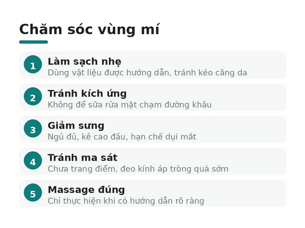 Cách chăm sóc vùng mí ra sao?