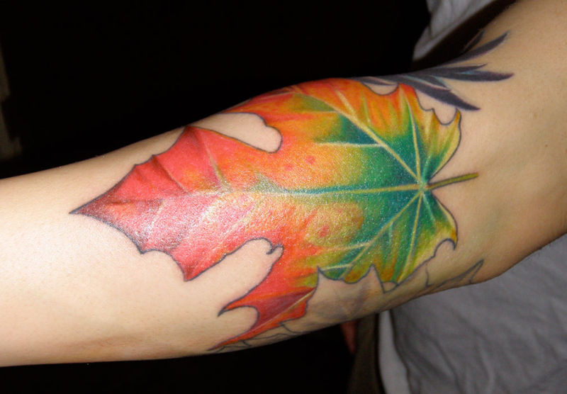 Hình xăm lá phong luôn tạo điểm nhấn riêng