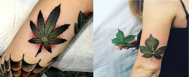 Hình xăm lá rừng chân thực