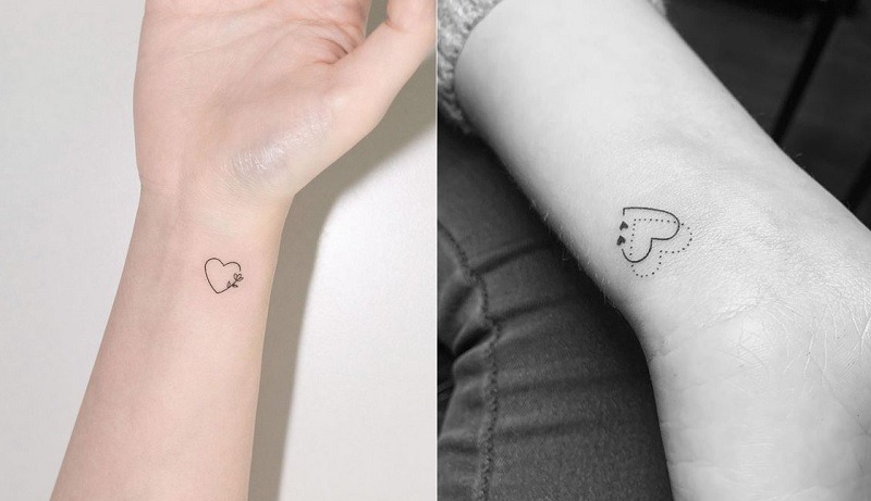 Mẫu hình tattoo trái tim lồng họa tiết hoa lá ở cổ tay