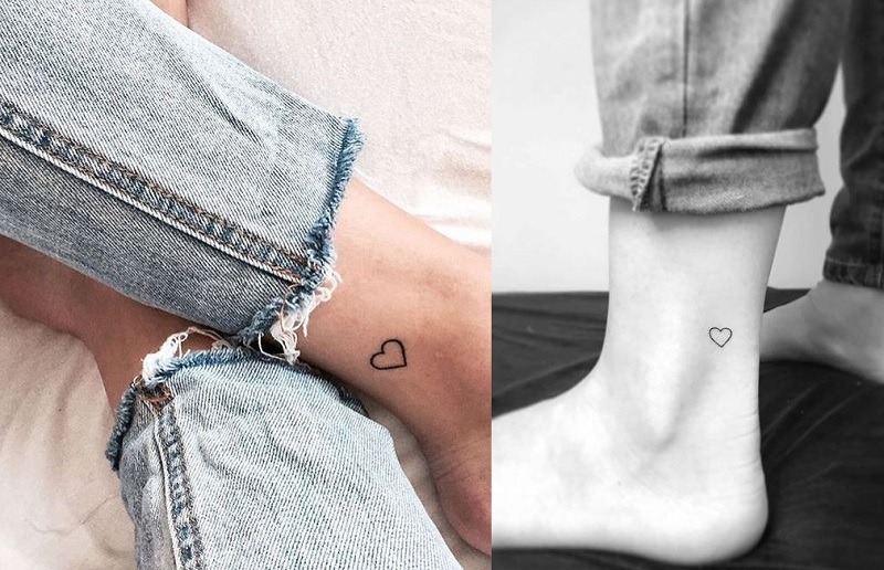 Mẫu hình tattoo trái tim mini đơn giản ở cổ chân