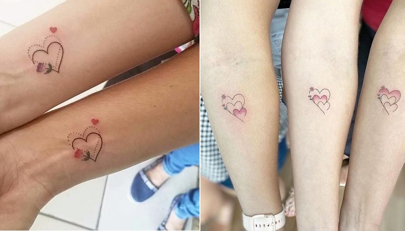Hình tatoo trái tim kết hợp hoa lá rất ngọt ngào