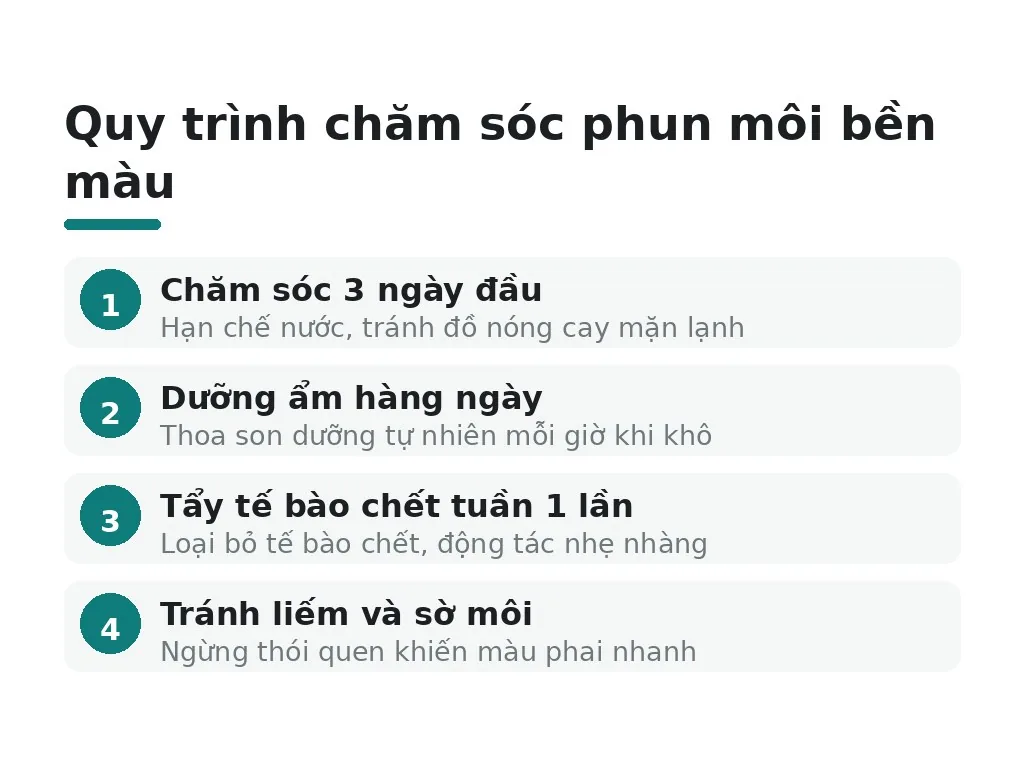 Cách chăm sóc phun môi để bền màu lâu hơn?