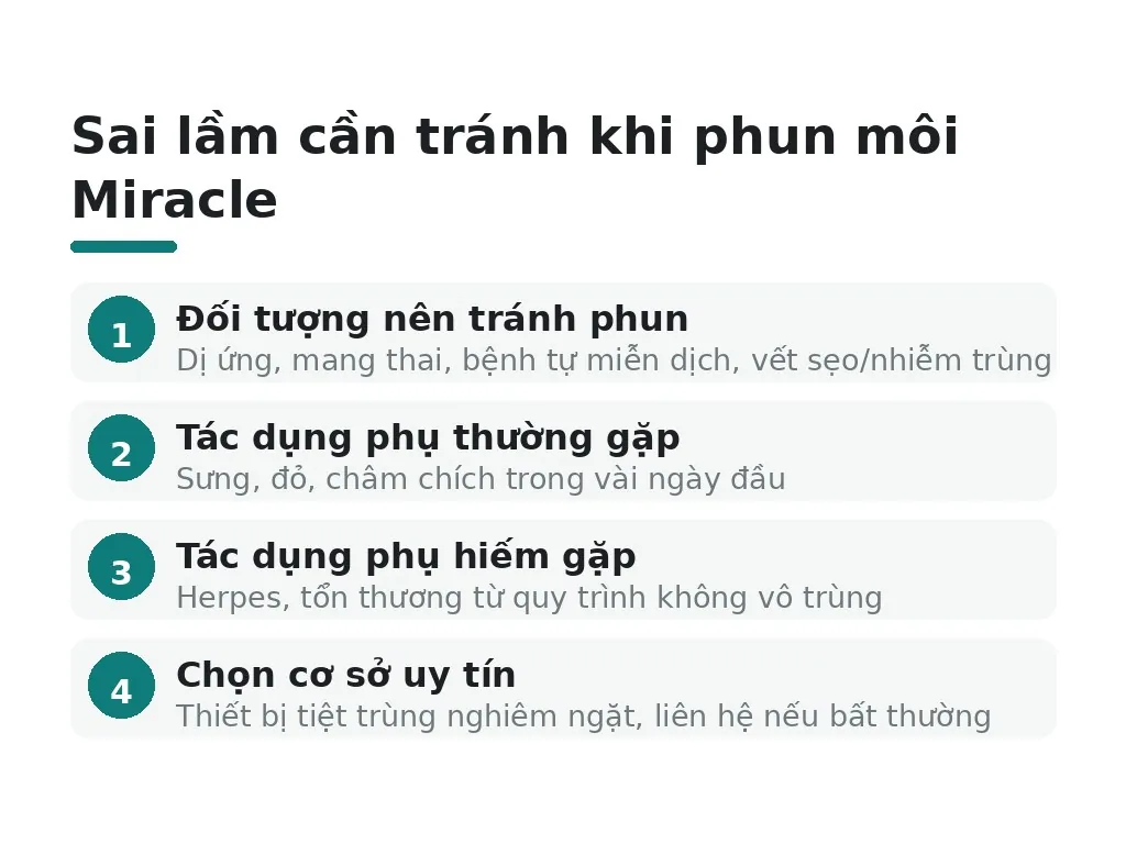 Cần tránh những sai lầm nào khi phun môi Miracle?