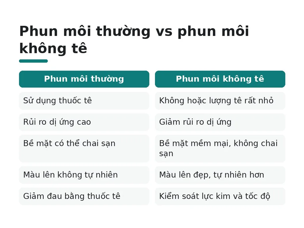 Phun môi không ủ tê là gì?