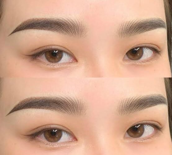 Biến đổi ấn tượng trước và sau khi thực hiện kỹ thuật kết hợp: khắc phục hoàn toàn tình trạng mày thưa nhạt, đuôi vẫy thiếu nét