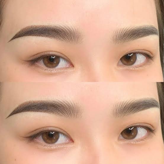 Biến đổi ấn tượng trước và sau khi thực hiện kỹ thuật kết hợp: khắc phục hoàn toàn tình trạng mày thưa nhạt, đuôi vẫy thiếu nét