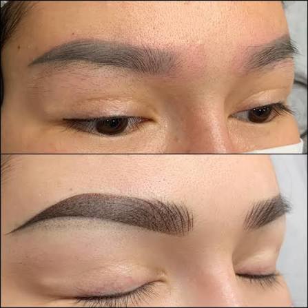 Chân mày sau 1 tháng phục hồi bộc lộ nét đẹp trong trẻo, sợi đầu giữ nguyên nét và đuôi mày đằm thắm tự nhiên