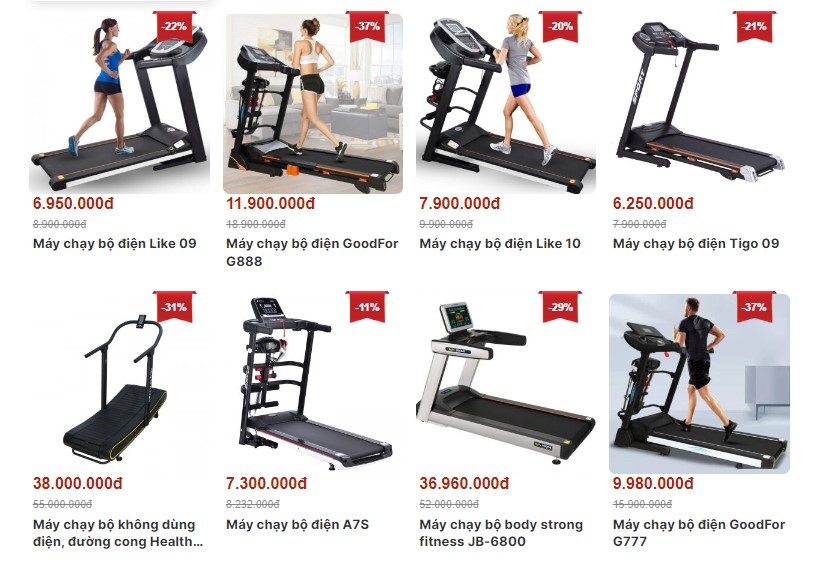 Mức giá trung bình của máy chạy bộ sẽ cao hơn so với xe đạp Mức giá trung bình của máy chạy bộ sẽ cao hơn so với xe đạp