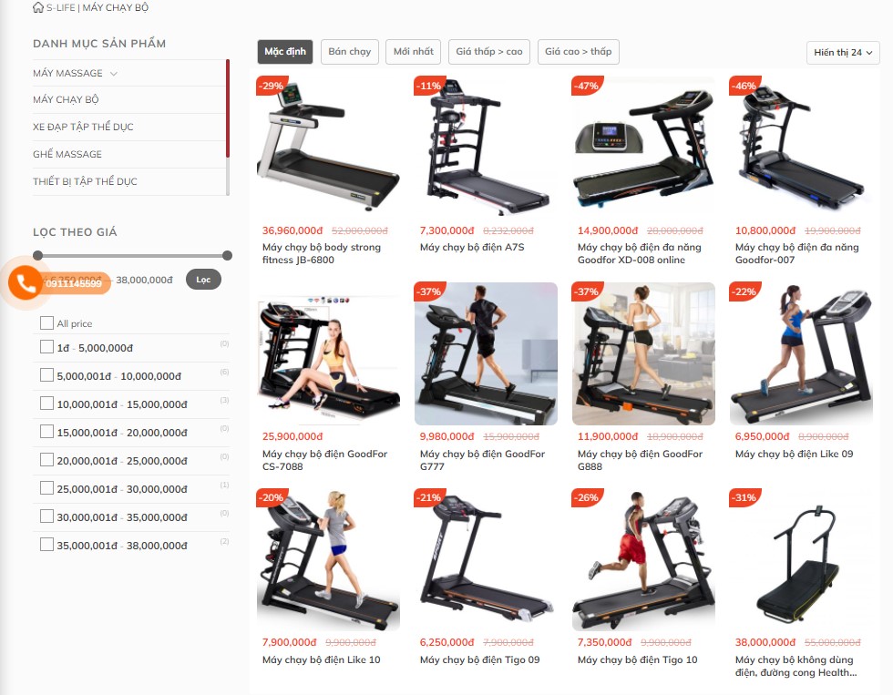 S-Life cung cấp nhiều sản phẩm máy chạy bộ đa năng dành cho gia đình