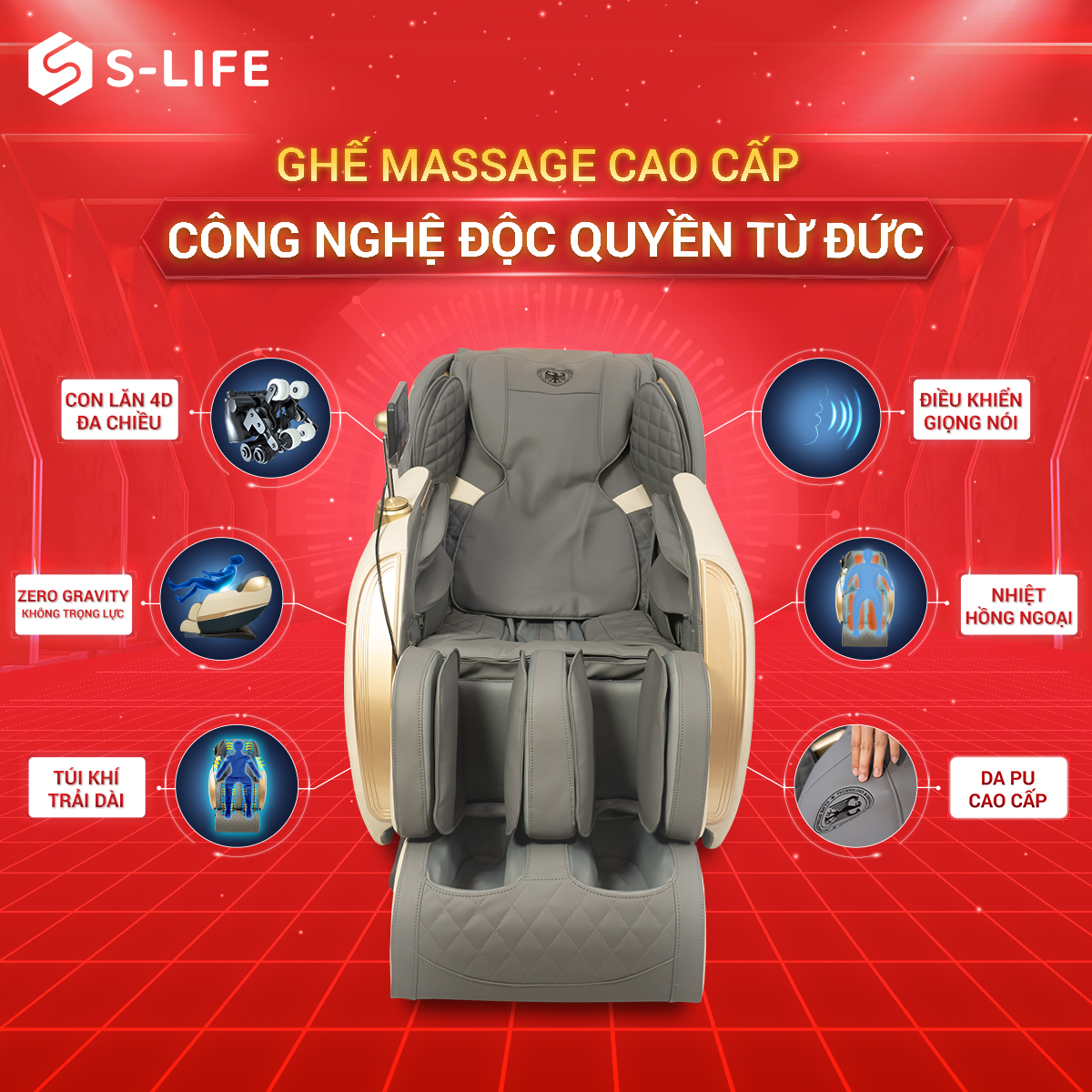 Ghế massage toàn thân cao cấp được thiết kế độc quyền từ Đức Ghế massage toàn thân cao cấp được thiết kế độc quyền từ Đức